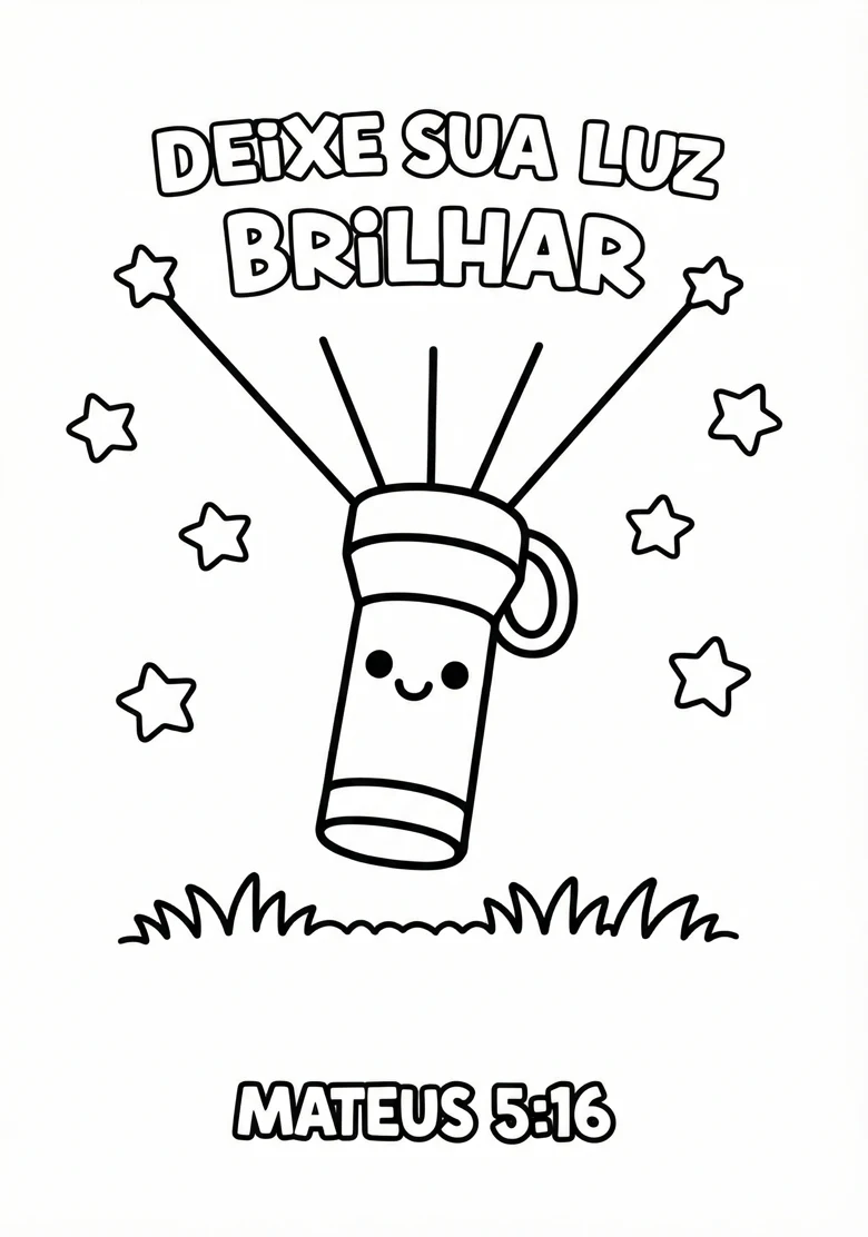 Página para colorir: Deixe sua luz brilhar — Mateus 5:16