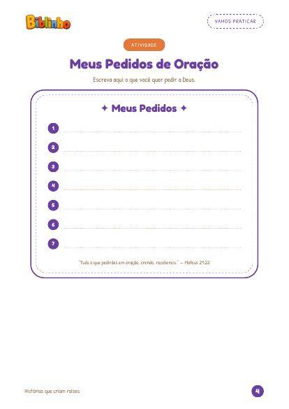 Atividade Meus Pedidos de Oração